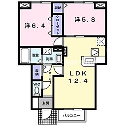 ドルフ・サンフラワー 2LDKの間取図画像