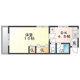 コーポスズキ 1DKの間取図画像