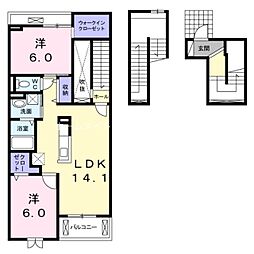アイランド花月3 2LDKの間取図画像