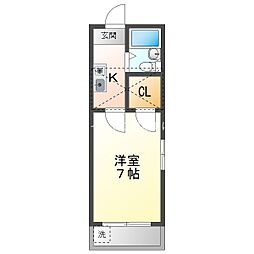 セザンヌ小鷹野2 1Kの間取図画像