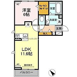 マリーゴールドA 1LDKの間取図画像