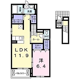 スター・ヒルサクラギ 1LDKの間取図画像