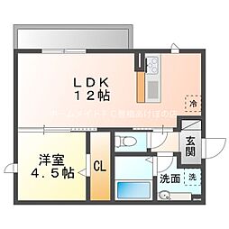 ヴェルドミール・ドゥエ 1LDKの間取図画像
