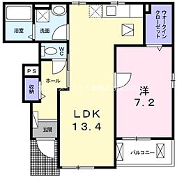 リヴィエール 1LDKの間取図画像