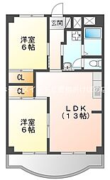 オリエンタルハイツ 2LDKの間取図画像