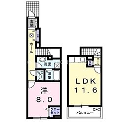 カーサフィオーレD 1LDKの間取図画像