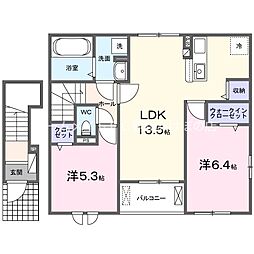 リッツメゾンA 2LDKの間取図画像