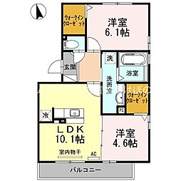 ヴェルブイル 2LDKの間取図画像