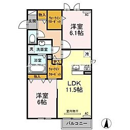 TUBASA 2LDKの間取図画像