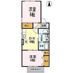 セジュール飯村北 2DKの間取図画像