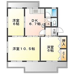 ベルシティ柱 3DKの間取図画像