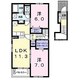 MTIハイツ4 2LDKの間取図画像