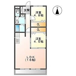 タウンハイツ平南 2LDKの間取図画像