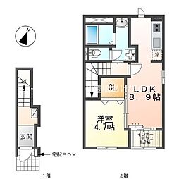 エスターテ 1LDKの間取図画像