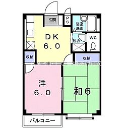 マルマンハイツ 2DKの間取図画像