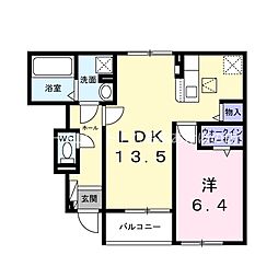 プラシード N 1LDKの間取図画像