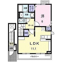 カサ・デル・ソルC 1LDKの間取図画像