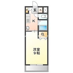 アストラヘリオス 1Kの間取図画像