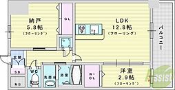 スプランディッドライズ新大阪ノース 2LDKの間取図画像