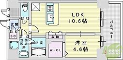スプランディッド新大阪VIII 1LDKの間取図画像
