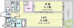 Attirant西三国 1LDKの間取図画像