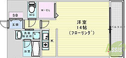グランシャルマン新大阪 1Kの間取図画像