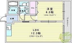 ミスター上新庄 1LDKの間取図画像