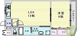 サンマンション・新大阪 1LDKの間取図画像
