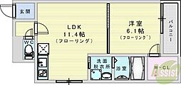 フジパレス豊里3番館 1LDKの間取図画像