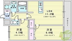 セレッソコートリバーサイドOSAKA 2LDKの間取図画像