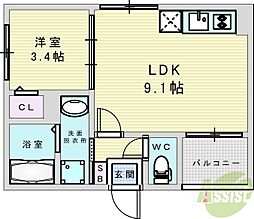 ハーモニーテラスValue姫里 1LDKの間取図画像