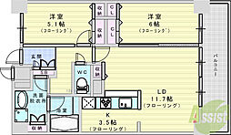 グランルクレ新大阪 2LDKの間取図画像