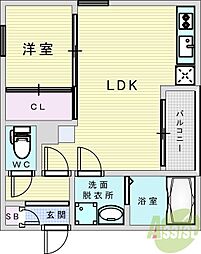 キャッスルコート大阪ザ・グランドパレス 1LDKの間取図画像