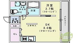 コスモクレスト柴島 1LDKの間取図画像