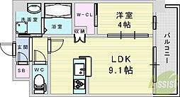 スプランディッド新大阪DUE 1LDKの間取図画像