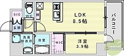 エステムコート新大阪XVIIベイス 1LDKの間取図画像