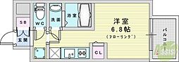 セレニテ十三ミラク ワンルームの間取図画像