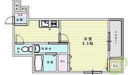 フジパレス三津屋5番館 1Kの間取図画像