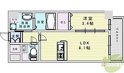 プレサンス新大阪ジェイズ 1LDKの間取図画像