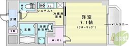 メロディア塚本 1Kの間取図画像