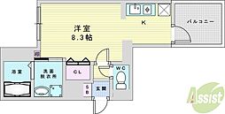 ビオトープ塚本 ワンルームの間取図画像