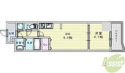 セレニテ新大阪弐番館 1DKの間取図画像