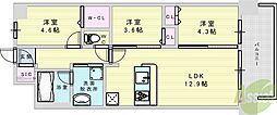 スプランディッド大阪NAMBA LINE 3LDKの間取図画像