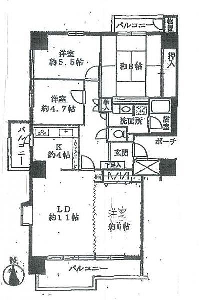 【間取り図】ＬＤＫと洋室6帖の間の可動間仕切りを開放すれば、21帖のＬＤＫに早変わり。