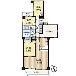 ライオンズマンション鶴ケ峰ガーデンB棟 3LDKの間取図画像