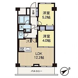 グリーンコーポ大倉山B棟 2LDKの間取図画像