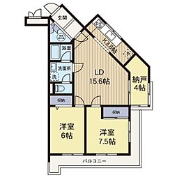 ブルーハイツ三ッ沢台 2SLDKの間取図画像