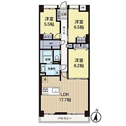綱島ハイム 3LDKの間取図画像
