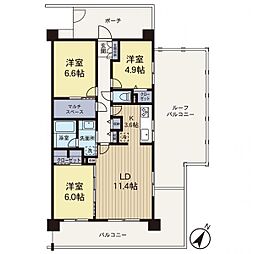 仲町台パークヒルズ7号棟 3LDKの間取図画像