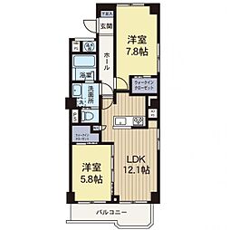 コーシン菊名マンション 2LDKの間取図画像